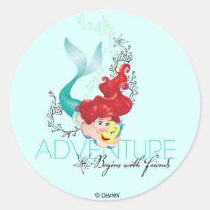 Ariel   Adventure Begins With Friends Classic Round Sticker