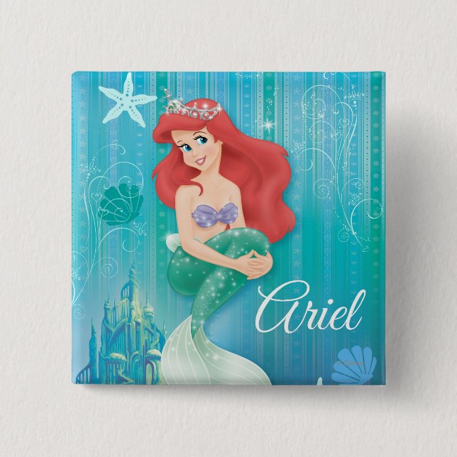 Ariel and Castle 2 Inch Square Button (Front)