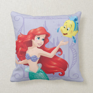Ariel and Flounder Throw Pillow