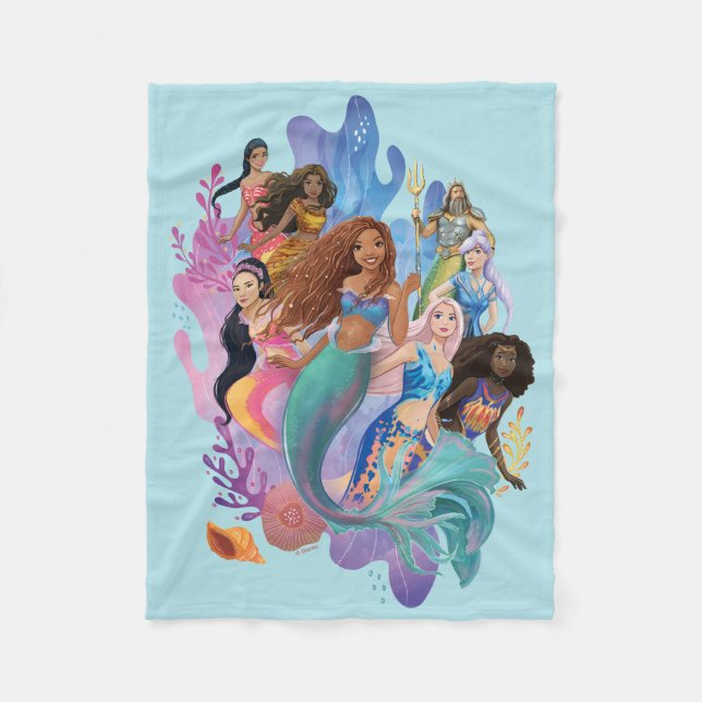 Ariel and her Family Fleece Blanket (Front)