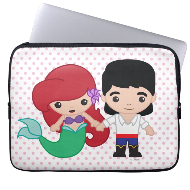 Ariel and Prince Eric Emoji Laptop Sleeve (Front)