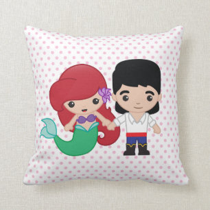 Ariel and Prince Eric Emoji Throw Pillow