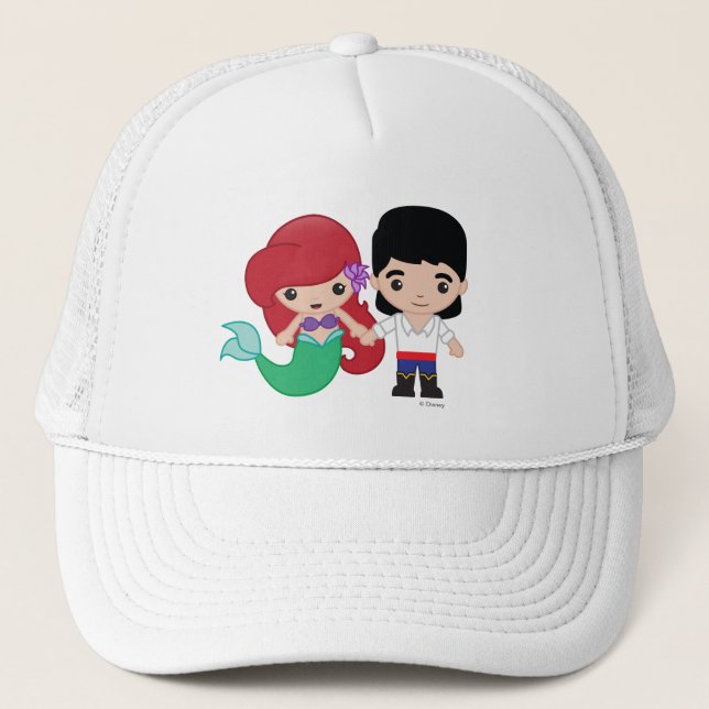Ariel and Prince Eric Emoji Trucker Hat (Front)
