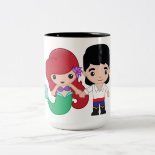 Ariel and Prince Eric Emoji Two-Tone Coffee Mug
