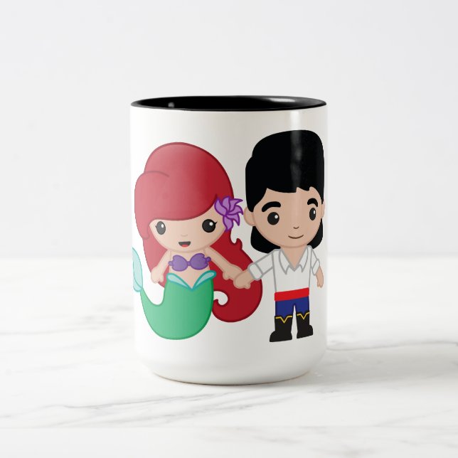 Ariel and Prince Eric Emoji Two-Tone Coffee Mug (Center)