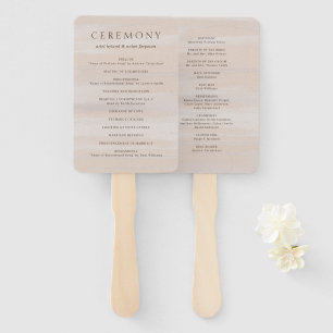 Ariel Beige Watercolor Modern Wedding Program Hand Fan