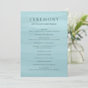 Ariel Blue Abstract Watercolor Modern Wedding Program