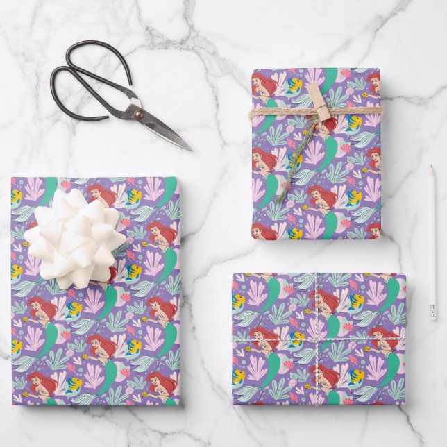 Ariel & Flounder’s Undersea Shell-abration! Wrapping Paper Sheet (Front)