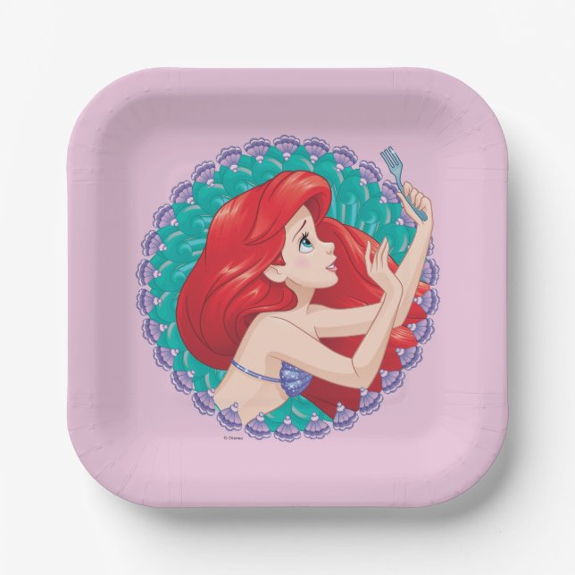 Ariel in Seashell Frame Paper Plate (Front)