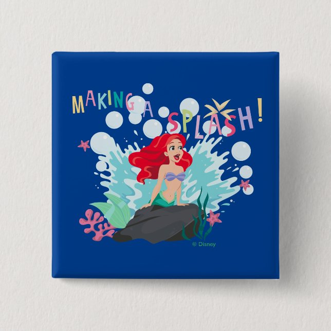Ariel | Making A Splash! 2 Inch Square Button (Front)