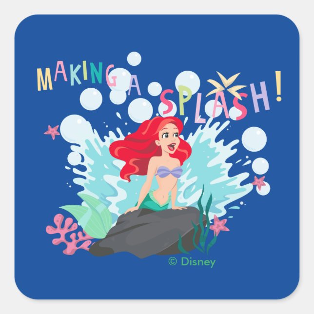 Ariel | Making A Splash! Square Sticker (Front)