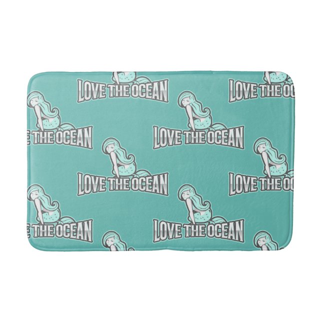 Ariel mermaid party Blue Bath Mat (Front)