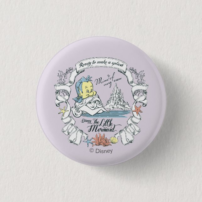 Ariel | Ready to Make a Splash 1 Inch Round Button (Front)