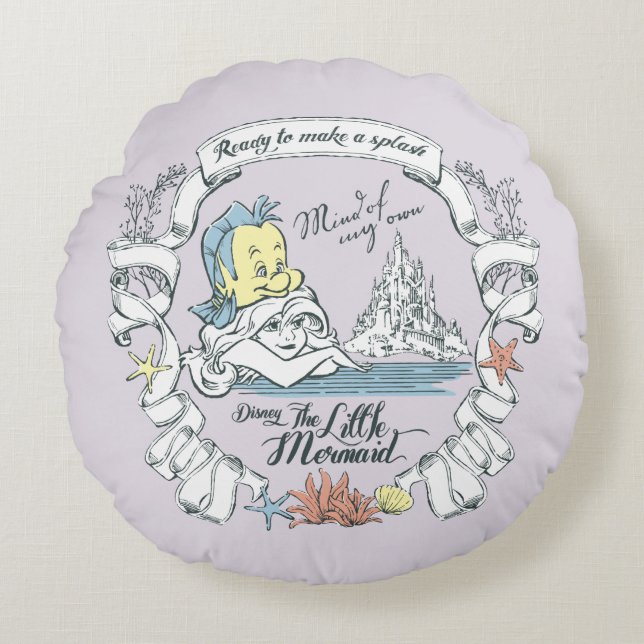 Ariel | Ready to Make a Splash Round Pillow (Front)