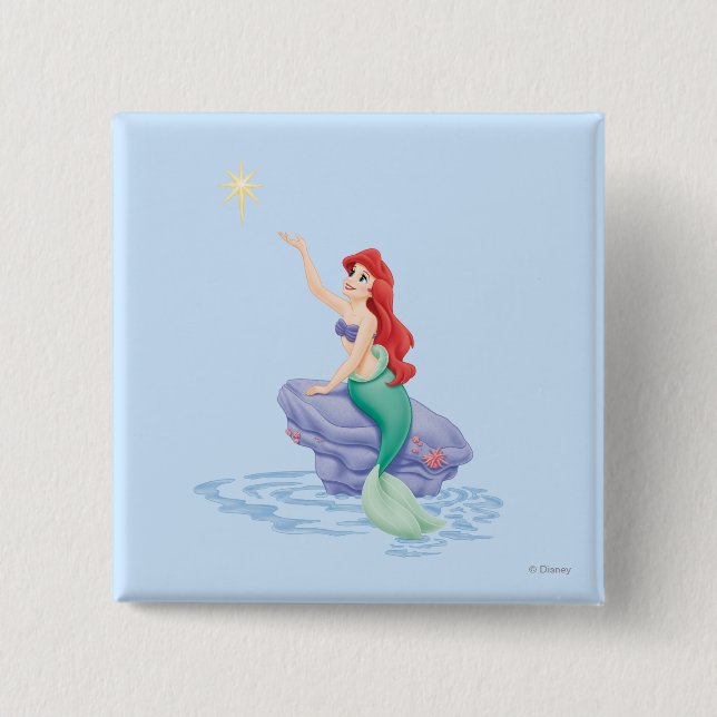 Ariel Sitting on Rock 2 Inch Square Button (Front)