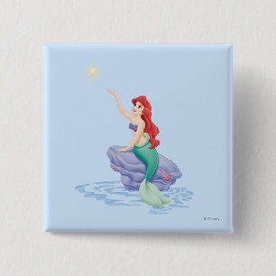 Ariel Sitting on Rock 2 Inch Square Button