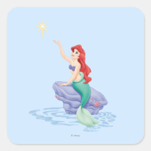 Ariel Sitting on Rock Square Sticker