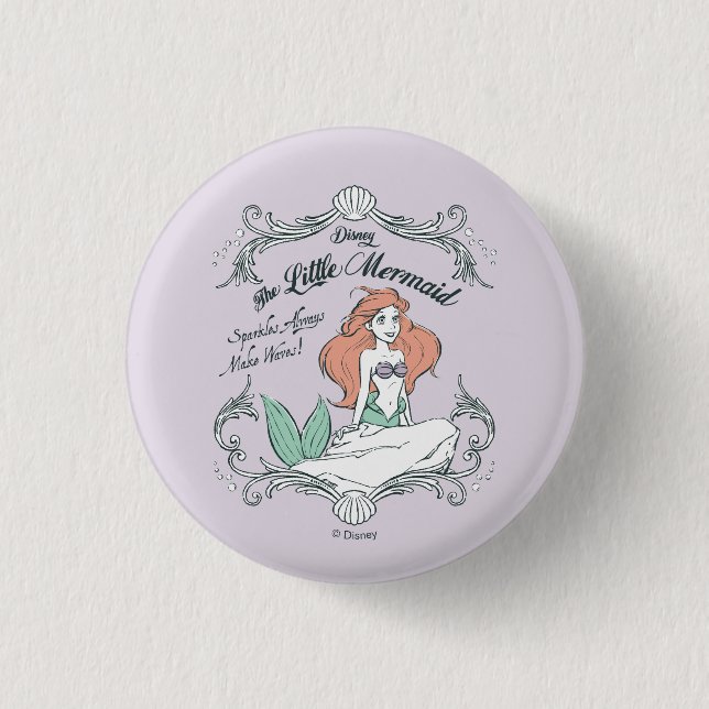 Ariel | Sparkles Always Make Waves 1 Inch Round Button (Front)
