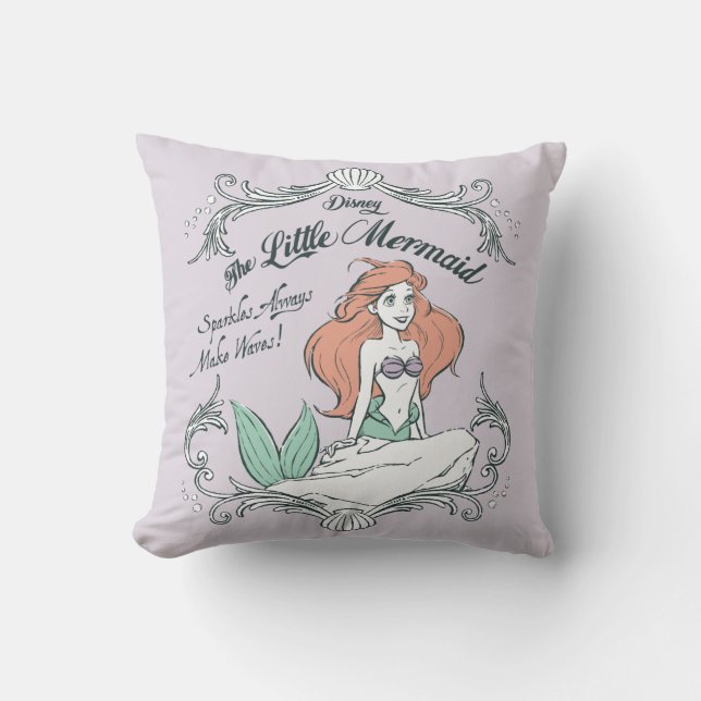 Ariel | Sparkles Always Make Waves Throw Pillow (Front)
