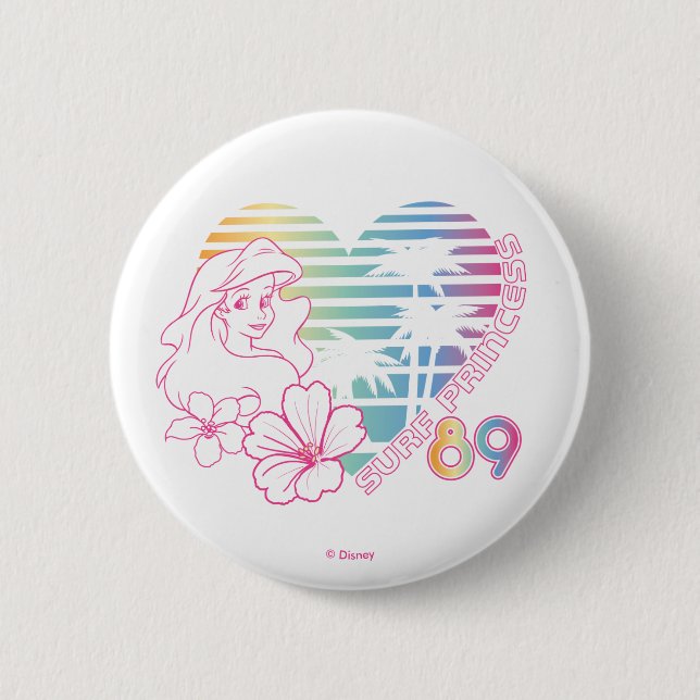 Ariel Surf Princess 89 Tropical Heart 2 Inch Round Button (Front)