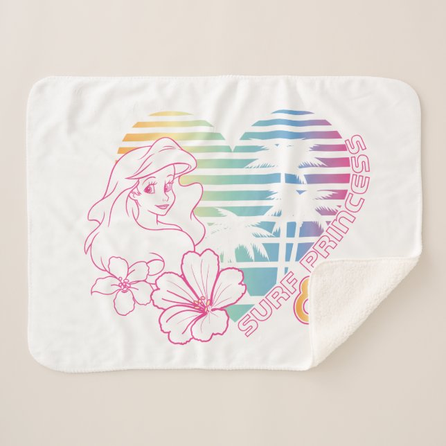 Ariel Surf Princess 89 Tropical Heart Sherpa Blanket (Front (Horizontal))