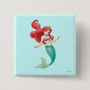 Ariel Swimming 2 Inch Square Button