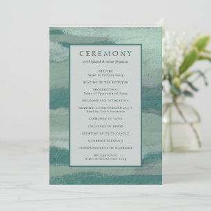 Ariel Teal Green Abstract Coastal Modern Wedding Program