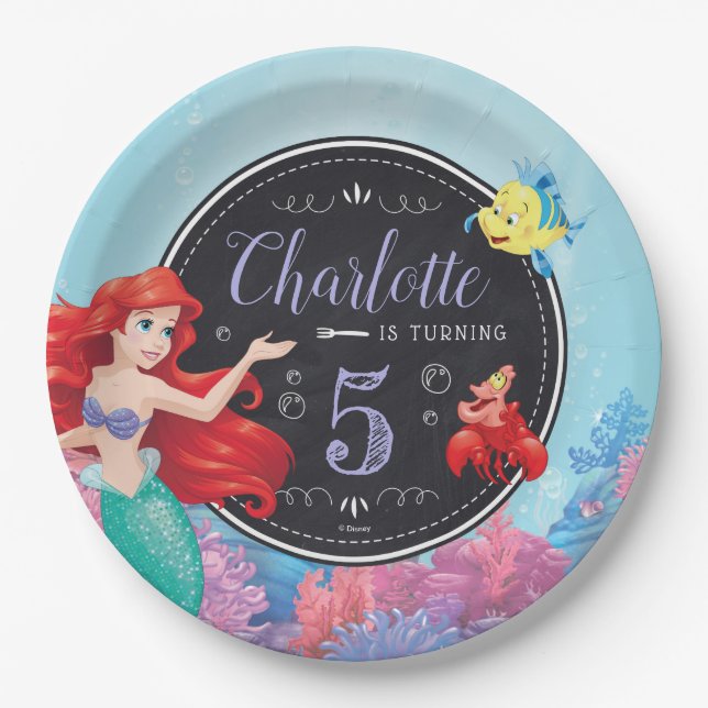 Ariel | The Little Mermaid - Chalkboard Paper Plate (Front)