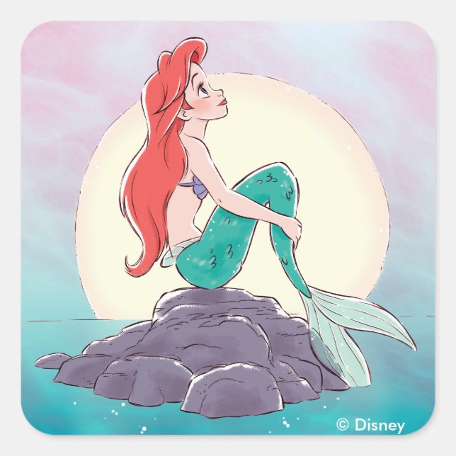 Ariel | The Little Mermaid - Pearlescent Princess Square Sticker (Front)