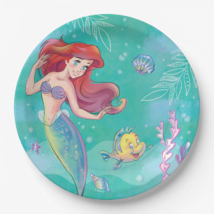 Ariel The Little Mermaid - Watercolor Birthday P Paper Plate