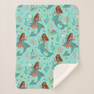 Ariel Undersea Adventure Pattern Sherpa Blanket
