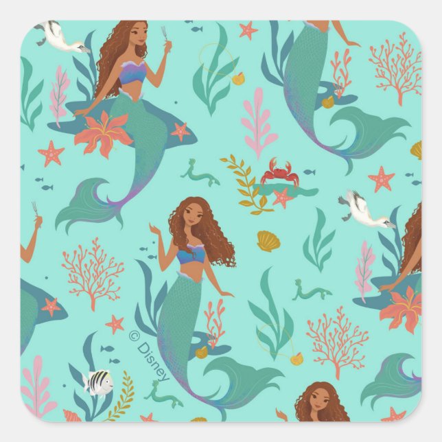 Ariel Undersea Adventure Pattern Square Sticker (Front)
