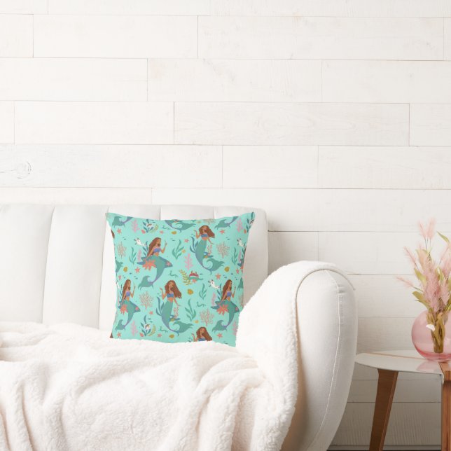 Ariel Undersea Adventure Pattern Throw Pillow (Couch)