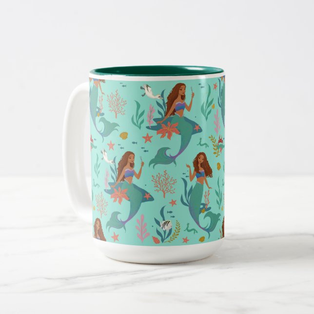 Ariel Undersea Adventure Pattern Two-Tone Coffee Mug (Front Left)