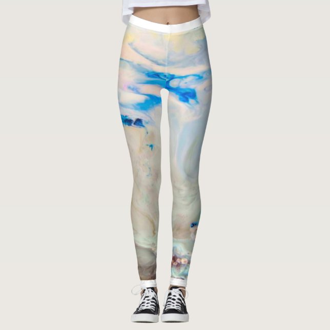 Ariel Winter Blue Marble Fashion Leggings (Front)