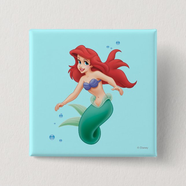 Ariel with Bubbles 2 Inch Square Button (Front)