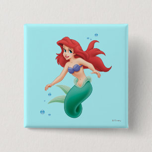 Ariel with Bubbles 2 Inch Square Button