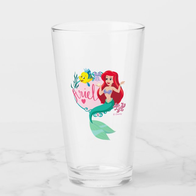 Ariel With Flounder Name Graphic Glass (Front)