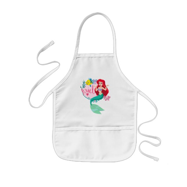 Ariel With Flounder Name Graphic Kids Apron (Front)