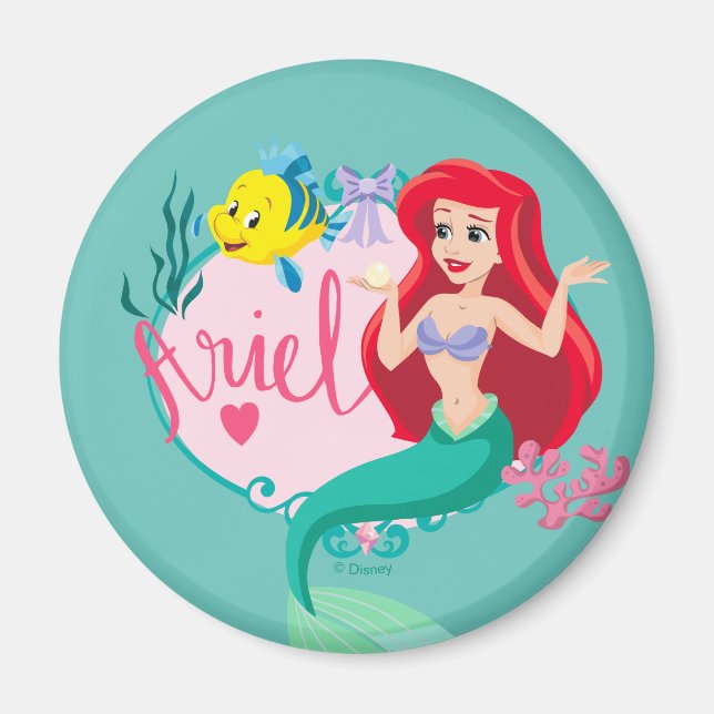 Ariel With Flounder Name Graphic Magnet (Front)