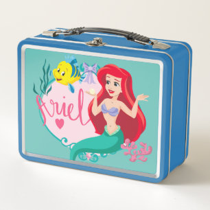 Ariel With Flounder Name Graphic Metal Lunch Box