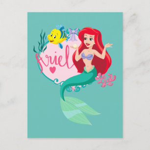 Ariel With Flounder Name Graphic Postcard