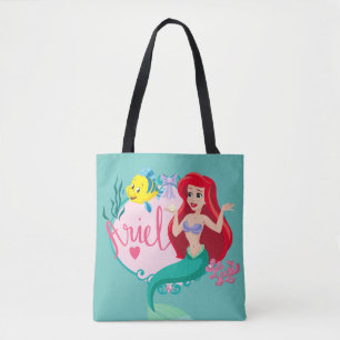 Ariel With Flounder Name Graphic Tote Bag