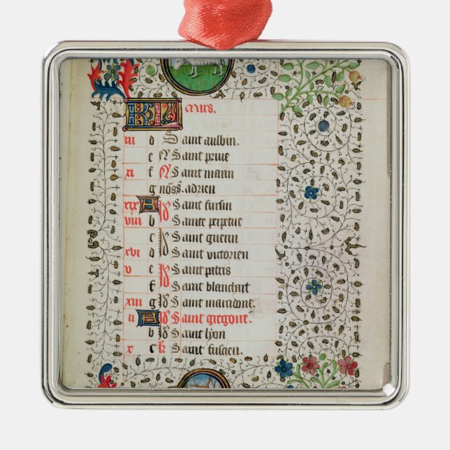 Aries and a man felling trees metal ornament (Front)