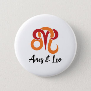Aries and Leo Zodiac Couples Horoscope 2 Inch Round Button