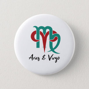 Aries and Virgo Zodiac Couple Horoscope 2 Inch Round Button