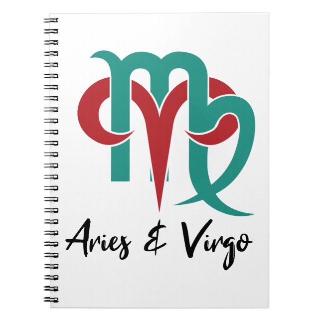 Aries and Virgo Zodiac Couple Horoscope Notebook (Front)