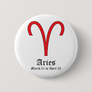 ARIES ASTROLOGIC SIGN, SYMBOL ZODIAC 2 INCH ROUND BUTTON