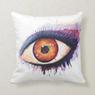 Aries Astrological Sign Watercolor Eye Throw Pillow