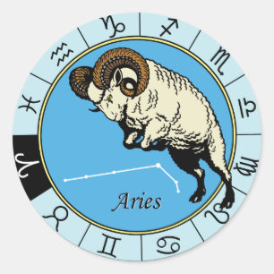 aries astrological zodiac sign classic round sticker